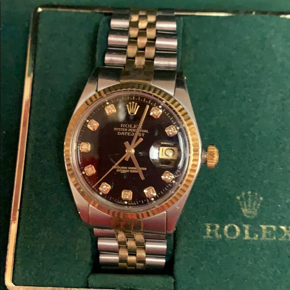 Rolex Datejust Black Diamonds Mens Model 1601